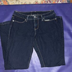 Dark Wash Denim Skinny Jeans – Classic Mid Rise Stretch Fit